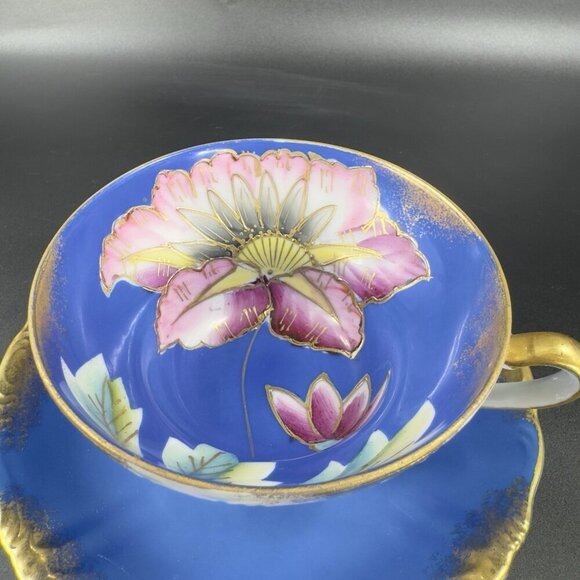 Royal Sealy Porcelain Teacup And Saucer Set Cup Textured Floral Pattern Vintage - Picture 11 of 14